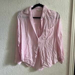 beachlunchlounge Pink and White Striped Shirt